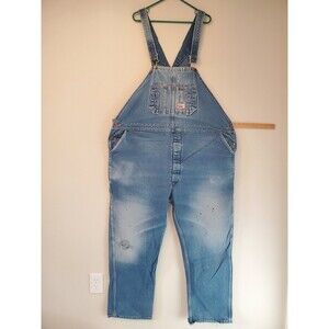 Vintage Round House Bib Overalls Mens 54 (54x33 ACTUAL) Blue Denim Made in USA